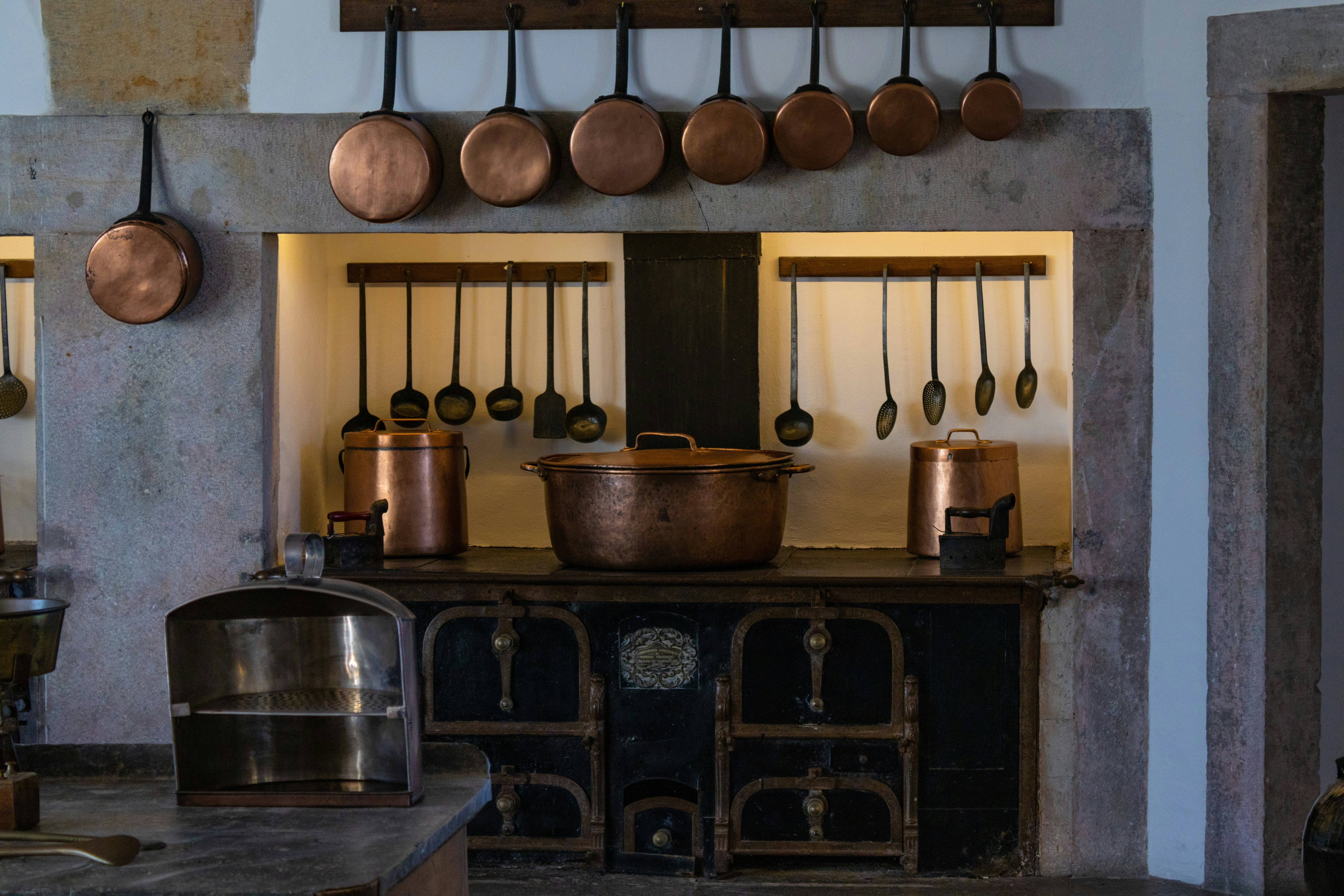 Cooking in a traditional European kitchen