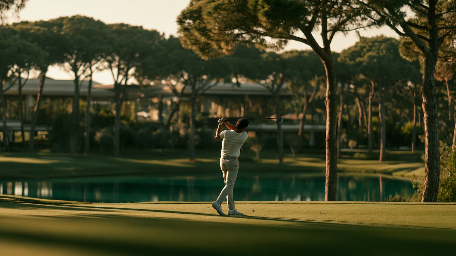 Antalya Belek'te yumuşak Kasım ışığında bir şampiyona golf sahası — Throne Voyages'ın sonbahar Belek golf sezonu için öncelikli tee-time seyahati.